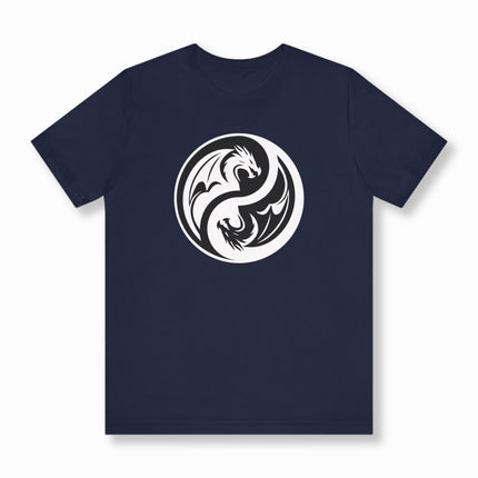 Yin Yang Dragon T-Shirt | Black and White Symbolic Unisex Tee | V3