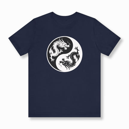 Chinese Dragon Yin Yang T-Shirt | Opposing Serpents Graphic Tee | V4
