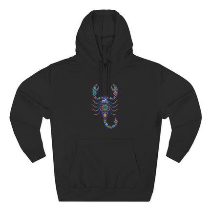 Huichol Scorpion Hoodie | Vibrant Mexican Folk Art Design Pullover Hoodie