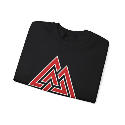 Red Valknut Norse Symbol Sweatshirt | Viking Asgard Symbol Unisex Pullover V1