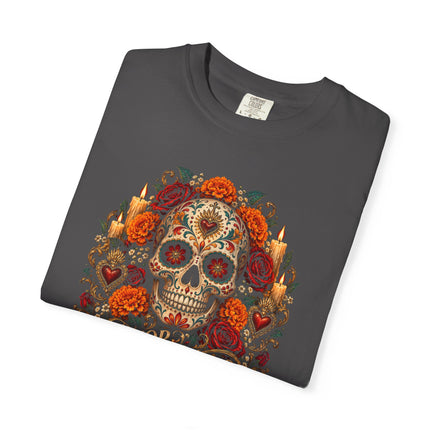 Amor Eterno T-Shirt | Floral Skull and Eternal Love Design