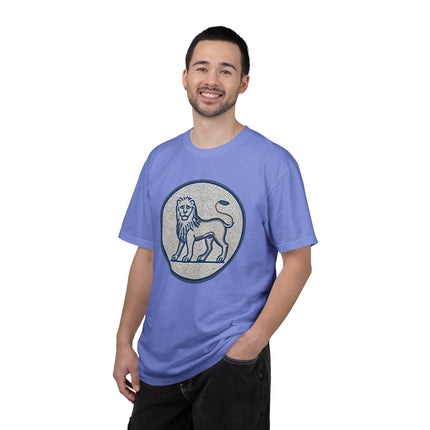 Blue Grey Mosaic Lion T-Shirt | Ancient Animal Graphic Tee | Comfort Colors