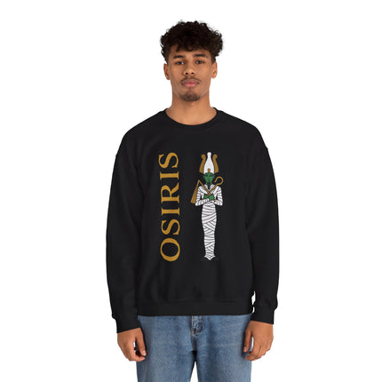 Osiris Egyptian god mummy sweatshirt with ancient mythology print.