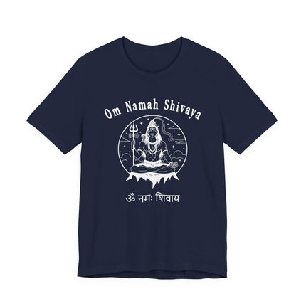 Om Namah Shivaya Lord Shiva graphic tee featuring Hindu mantra and meditation art.