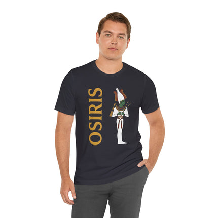 Osiris Egyptian God graphic tee featuring ancient Egyptian mythology art and name.