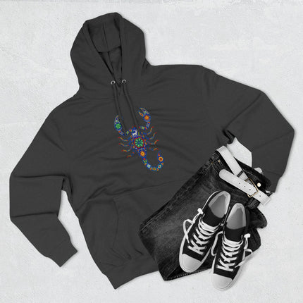 Huichol Scorpion Hoodie | Vibrant Mexican Folk Art Design Pullover Hoodie