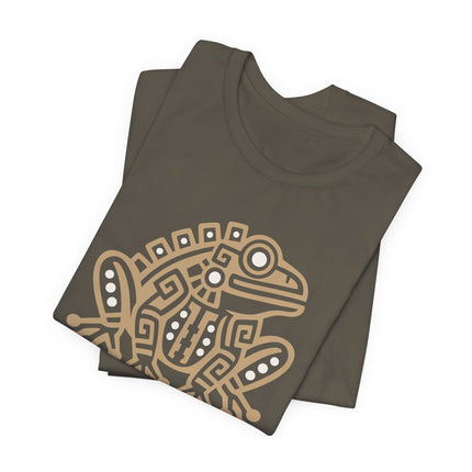 Aztec Frog T-Shirt | Green and Gold Geometric Animal Graphic Tee