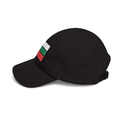 Embroidered Bulgarian flag baseball cap in black.