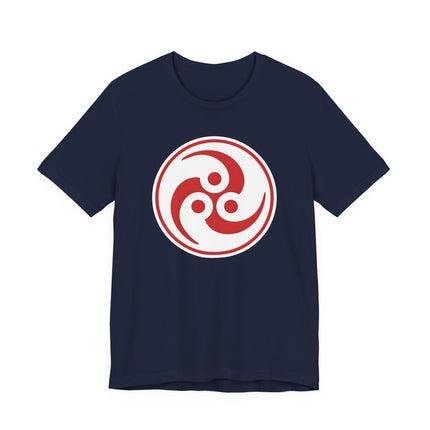 Red Tomoe Symbol T-Shirt | Japanese Mitsudomoe Triple Comma Graphic Tee