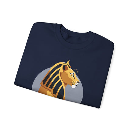Ancient Egyptian Sekhmet Goddess graphic print on a comfortable pullover sweatshirt.