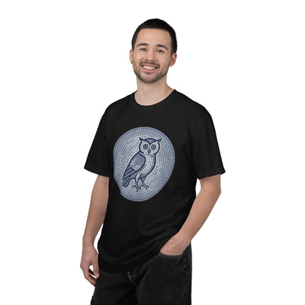 Mosaic Owl T-Shirt | Geometric Blue Grey Wisdom Graphic Tee | Comfort Colors