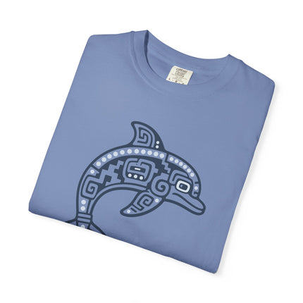 Mayan Dolphin T-Shirt | Turquoise Mesoamerican Inspired Graphic Tee