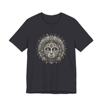 Tribal Lunar Mask Mandala Art T-Shirt | Sacred Geometry Tee