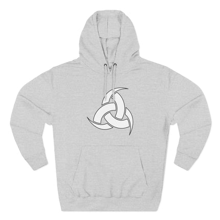 Odin's Horns Norse symbol graphic on a gray unisex hoodie.