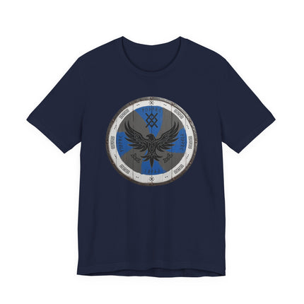 Viking Raven Shield T-Shirt - Norse Mythology Warrior Tee