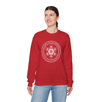 Metatron's Cube with Alchemy Symbols Sweatshirt | Graphic Unisex Pullover V2