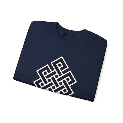 Endless Knot Buddhist Symbol Sweatshirt | Black and White Unisex Pullover V1
