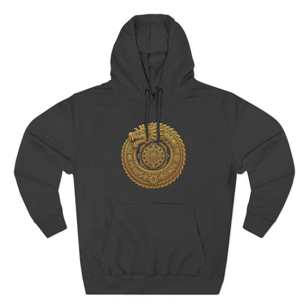 Feathered Serpent Sacred Geometry Hoodie - Gold Mandala Design
