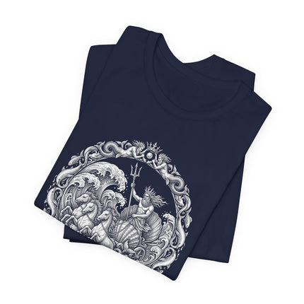 Poseidon Riding in His Sea Chariot Tee | Greek Mythology Art