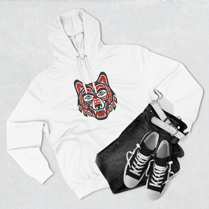 Tribal Wolf Head Art Hoodie | Indigenous Pacific Northwest Pullover Hoodie