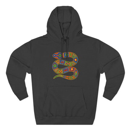 Colorful Huichol Naaye Snake Hoodie | Indigenous Mexican Folk Art Pullover Hoodie