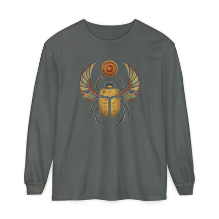 Winged Khepri Scarab Long Sleeve T-Shirt | Egyptian God Graphic Tee