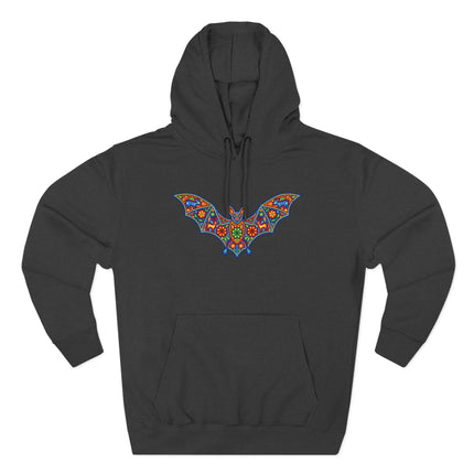 Huichol Bat Hoodie | Colorful Mexican Indigenous Folk Art Pullover Hoodie