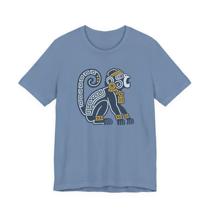Mayan Howler Monkey T-Shirt | Rust and Gold Curled-Tail Graphic Tee