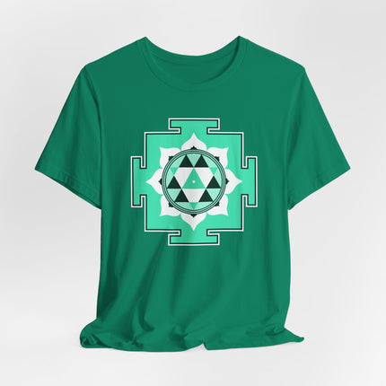 Durga Yantra sacred geometry mandala graphic tee featuring Hindu spiritual symbols.