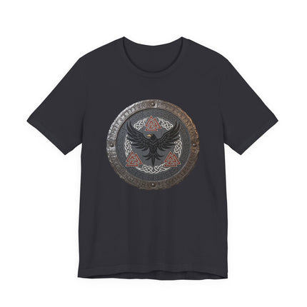 Norse Raven Shield T-Shirt: Viking Raven & Norse Mythology Tee