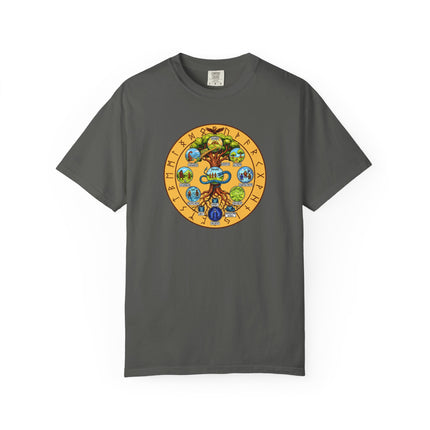 Norse Yggdrasil Nine Worlds Tree T-Shirt | Nine Realms Runes Midgard Serpent