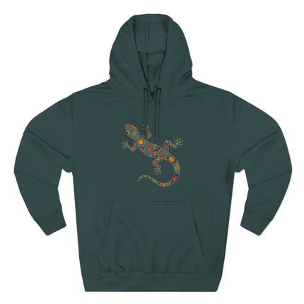 Huichol Lizard Hoodie | Colorful Mexican Folk Art Gecko Pullover Hoodie
