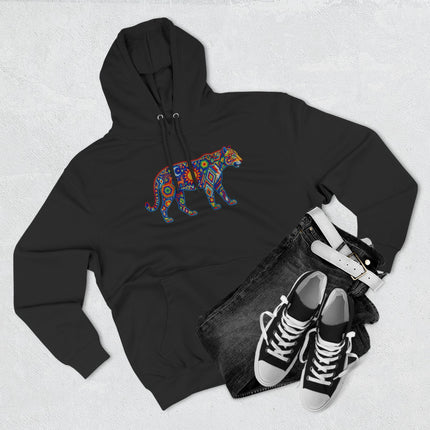 Colorful Huichol Jaguar Hoodie | Indigenous Folk Art Pullover Hoodie