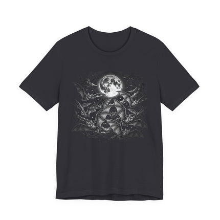 Flying Bats & Full Moon T-Shirt | Gothic Night Sky Graphic Tee