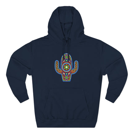 Huichol Cactus Hoodie | Vibrant Mexican Indigenous Art Pullover Hoodie