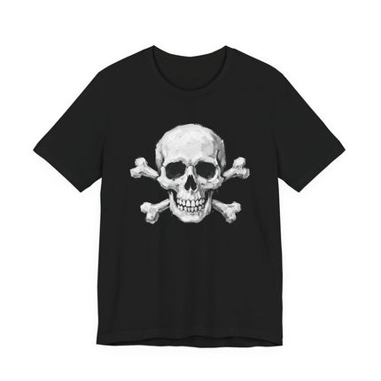 Gothic Skull and Crossbones T-Shirt - Hand-Painted Skeletal Art Tee
