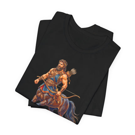 Centaur archer graphic tee shirt featuring Greek mythology warrior design.