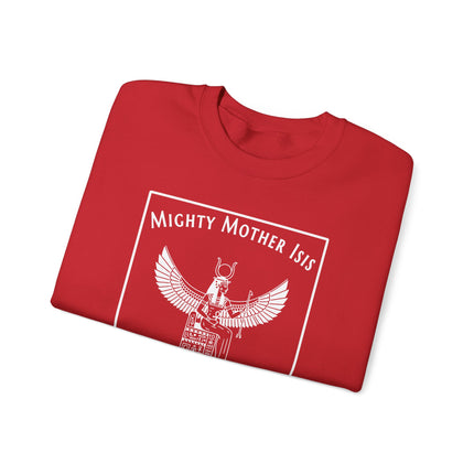 Mighty Mother Isis Queen of Heaven Egyptian Goddess graphic sweatshirt design.
