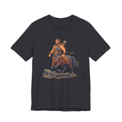 Centaur archer graphic tee shirt depicting Greek mythological fantasy warrior art.