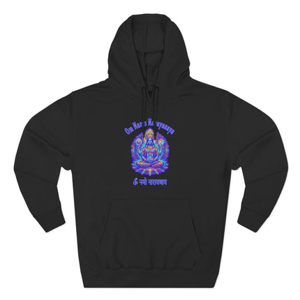 Psychedelic Om Namah Narayanaya Vishnu Hindu mantra print pullover fleece hoodie.