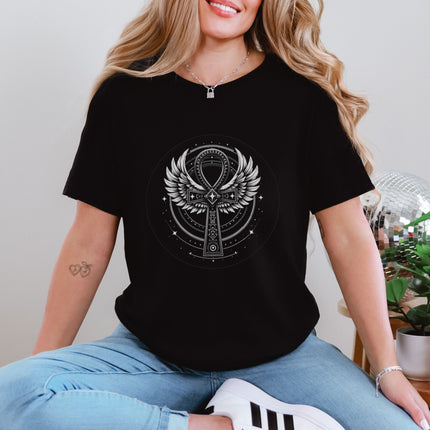 Ankh Egyptian Symbol T-Shirt | Ancient Winged Cross Symbolic Design Tee
