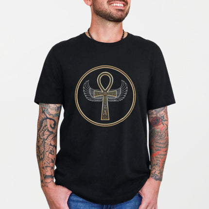 Ankh Wings Egyptian T-Shirt | Ancient Egypt Winged Cross Graphic Tee Shirt