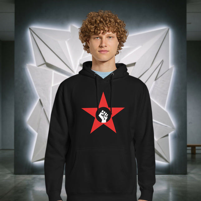 Socialist Fist Red Star Hoodie | Protest & Revolution Symbol Pullover Hoodie