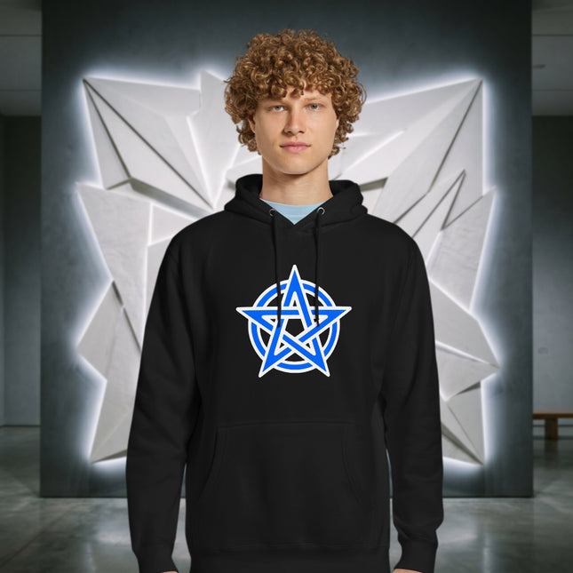 Pentagram Blue Graphic Hoodie | Pentacle Pagan Witchcraft Unisex Pullover