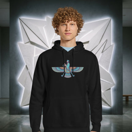 Persian Faravahar Hoodie - Zoroastrian Symbol Spiritual Art