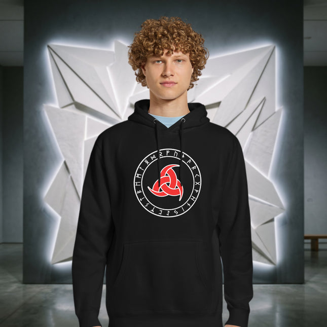 Odin's Horns & Norse Runes Graphic Hoodie | Viking Runic Unisex Pullover