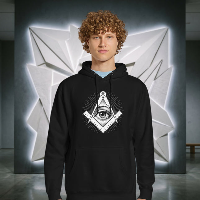 All-Seeing Eye Square and Compass Hoodie | Esoteric Symbolism Pullover