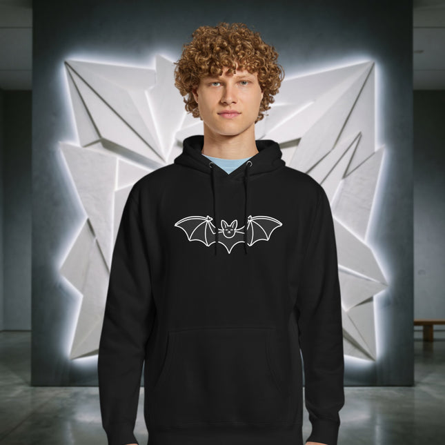 Flying Bat Hoodie | Unisex Gothic Graphic Print Pullover Fleece Sweatshirt