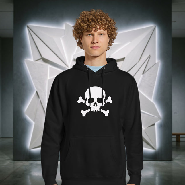 Skull & Crossbones Hoodie | Pirate Jolly Roger Graphic Unisex Pullover Fleece