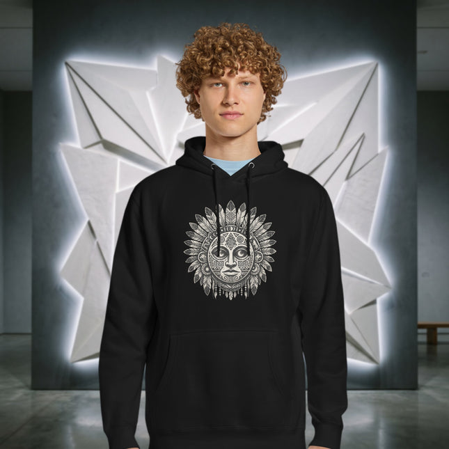 Tribal Lunar Mask Sacred Geometry Graphic Hoodie - Bohemian Style